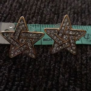 Swarovski gold tone and crystal star earrings